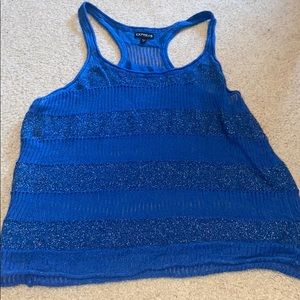 Express Blue Sparkly Knit Tank Top Size S